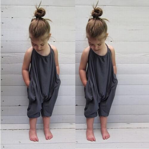 Children Girls Jumpsuit Kids Jumpsuits 2019 New Summer Baby Girl Solid Overalls Bodysuits Soft Fashion Sunsuits Outfit Clothes