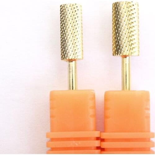 1pcs Flat Gold Tungsten Carbide Nail Drill Bits Beauty Burr File For Electric Machine Pedicure Gel Polish Varnish