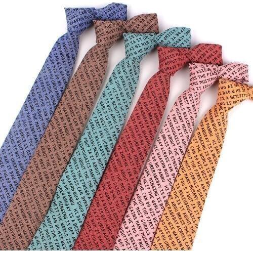 Fashion Letter Print Ties For Men Skinny Men Neck Tie For Wedding Business Casual Neckties Classic Suits Slim Neck Ties Gravatas