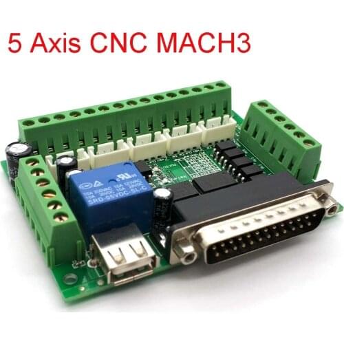 MACH3 Engraving Machine 5 Axis CNC Breakout Board With Optical Coupler For Stepper Motor Drive Controller No With USB Cable