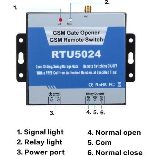 GSM Relay Gate Opener Alarm SMS Control Switch RTU5024 Door Opener Remote Alarm Controller
