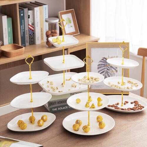 Ceramic Snack Dishes Living Room Home Three-layer Fruit Plate Snack Plate Creative Modern Candy Fruit Basket