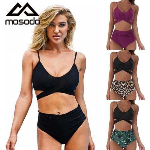 Mosodo New Strap Swimsuit Solid Color Women Split Swimsuit Beach Resort 3-Point Pikini Sexy Beach Clothes