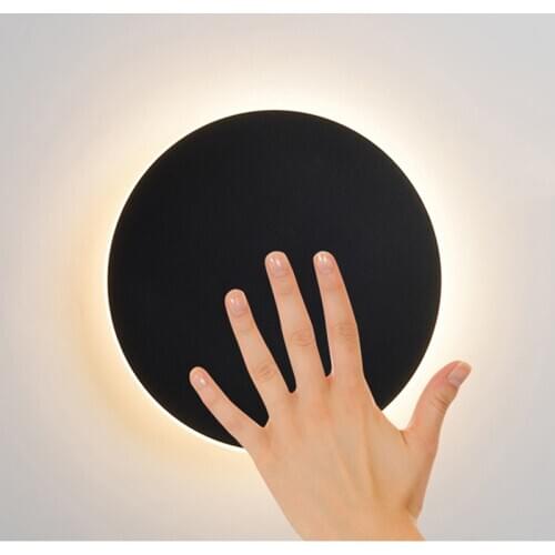 Round LED Wall Lamp Modern Touch Switch Wall Light for Living Room Bedroom Decoration Black White Wall Sconce Indoor Lighting