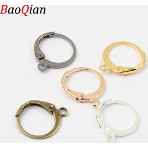 20PCS14X12MM silver plated / Gun black / Gold / Bronze / Rose gold Round Ear Hook For DIY Earring Accessories Jewelry