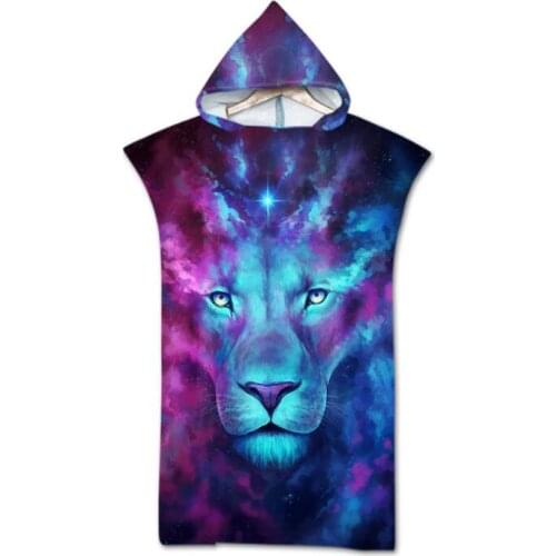 Fashion Quick Drying Changing Robe Beach Towel Animal Pattern Hooded Bath Towel Poncho Bathrobe Towels Adult Sport Cloak