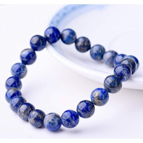 Fashion Blue Beads Bracelets for Women Men Jades Natural Jade Bracelet&Bangle Handmade Round Jewelry Fashion Accessories