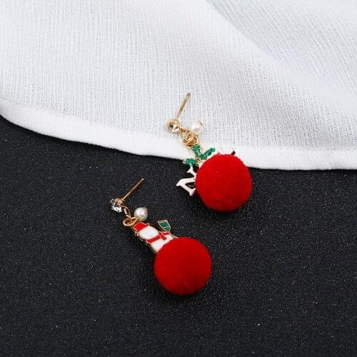 Fashion Xmas Tree Fur Ball Eardrop Merry Christmas Decor Gift Eardrop Earrings Women Christmas Gift