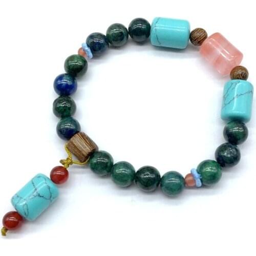 Hand Made Fashion Stone Round Bead Bracelet For Girl Women Elastic Bangle Azurite Jewelry Great 2021 New Style Charm Jewelry