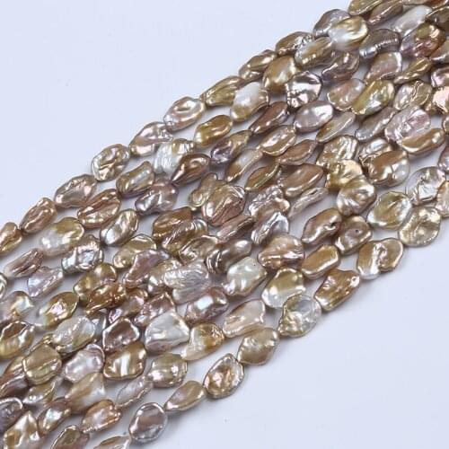 Natural metallic color 13-16mm loose keshi freshwater pearl strand