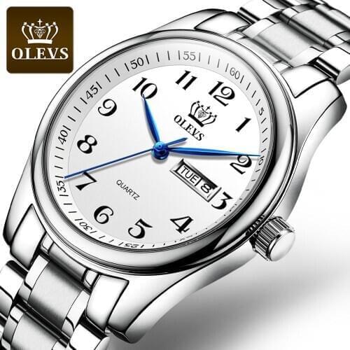 OLEVS Mens Silver Watch