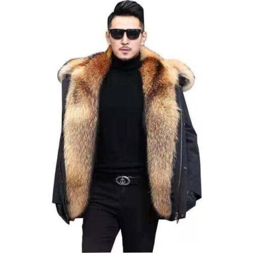 2020 Winter top plus size Parka Men thick cotton coat Big Fake fur raccoon Hooded coat to keep warm for Russian jacket clothing