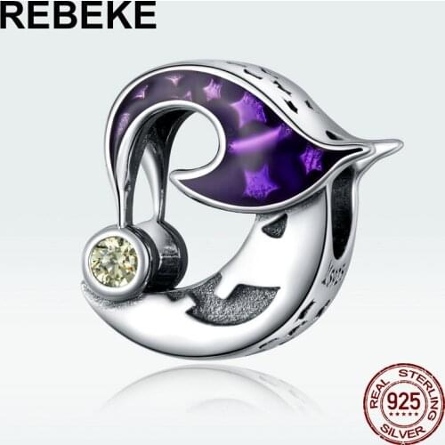 Fit original bracelet pendant Evil Moon charms enamel beads 100% 925 sterling silver woman jewelry making accessories DIY charm