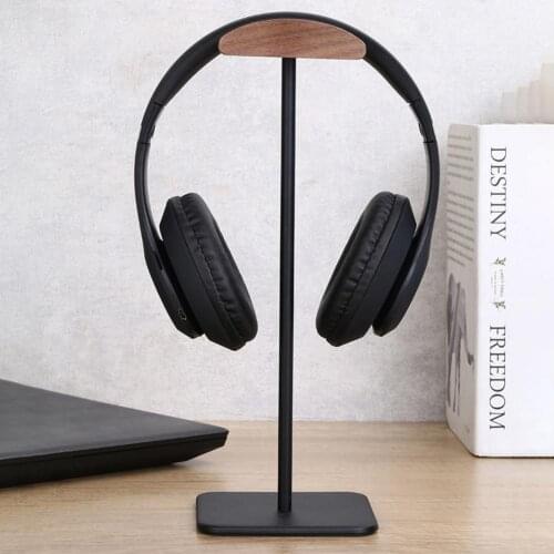 Headphone Stand,Walnut Wood&Aluminum Headset Stand, Nature Walnut Gaming Headset Holder with Solid Heavy Base