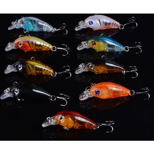 1pcs Fishing Lure Crankbait 45mm 3.5g Popper Minnow Wobblers Isca Artificial Bait Topwater Fishing Tackle Two Hooks 3D Eyes