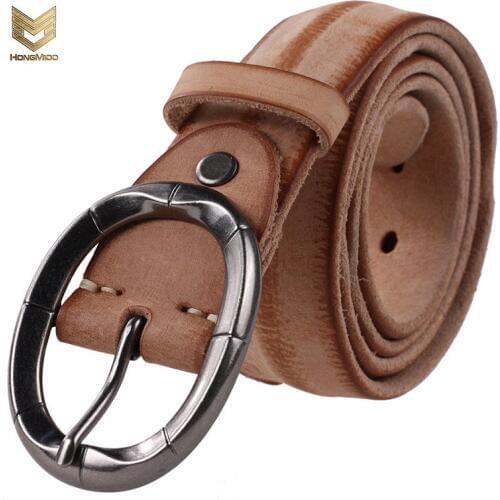 Hongmioo New Design Alloy Pin Buckle 100% Top Soft Cow Genuine Leather Mens Belt For Men Fashion Exquisite Male Belts BE-369