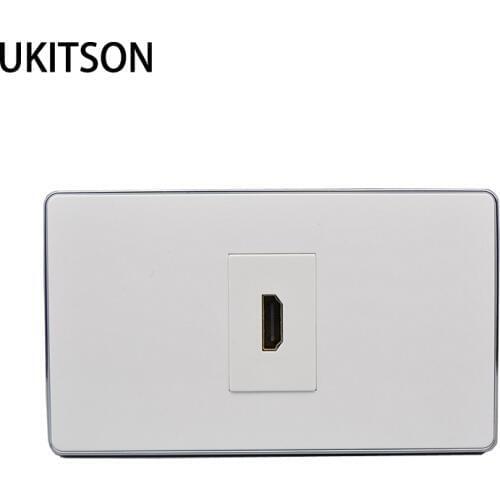 Silver Edge HDMI 2.0 Wall Panel 120x70mm For USA North America Socket Support 4K 3D