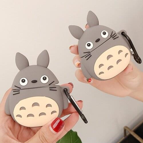 For Airpods 1 3D Cute Kawaii Anime Cartoon Totoro Case for Apple Airpods 2 Wireless Earphone Silicone Cover Shell with Key Ring