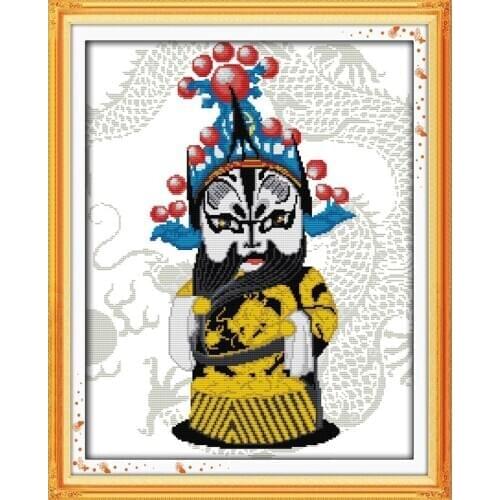 A character type in Beijing opera cross stitch kit cartoon 14ct 11ct print canvas stitching embroidery DIY handmade needlework