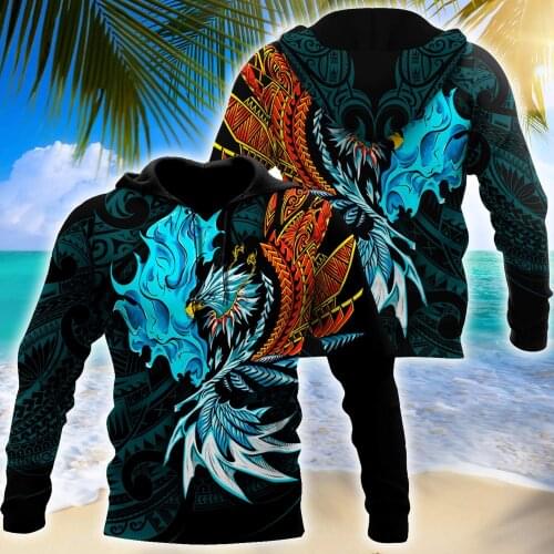 Amazing Eagle Warrior Polynesian 3D Tattoo Unisex Deluxe Hoodie Men Sweatshirt Streetwear Zip Pullover Casual Jacket Tracksuit-5