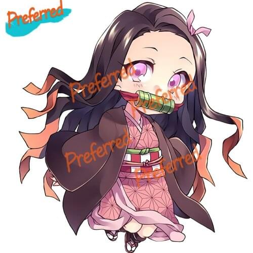 Cute Nezuko Kamado Demon Slayer Anime Vinyl Rear Windshield Trunk Sticker Cartoon Car Stickers Accessories Decoration