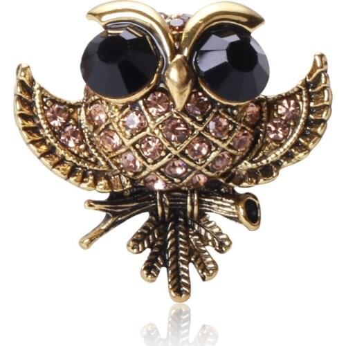 Retro Animal Owl Brooch Metal Crystal Fashion Female Corsage Cardigan Scarf Buckle Lapel Pins Brooches for Women Accessories
