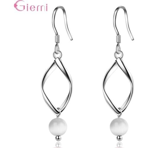 New Simple 925 Sterling Silver Spiral Curved Long Drop Earrings for Women Girl Wave Design Fashion Female Jewelry Wholesale
