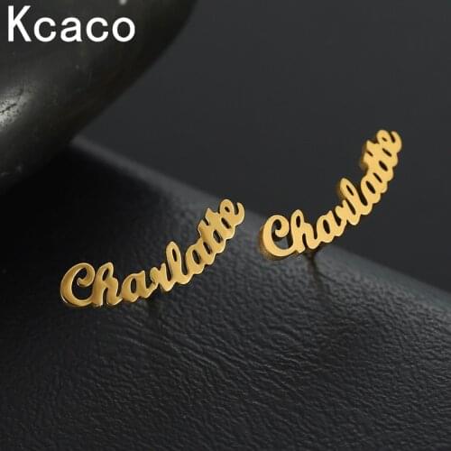1 Pair Personalized Custom Name Earrings For Women Customized Initial Cursive Nameplate Stud Earring Gift For Best Friend Girls