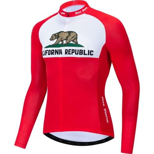 2021 California cycling jersey long sleeve Winter Thermal Fleece&no Fleece cycling clothing Reflective zipper 4 pockets