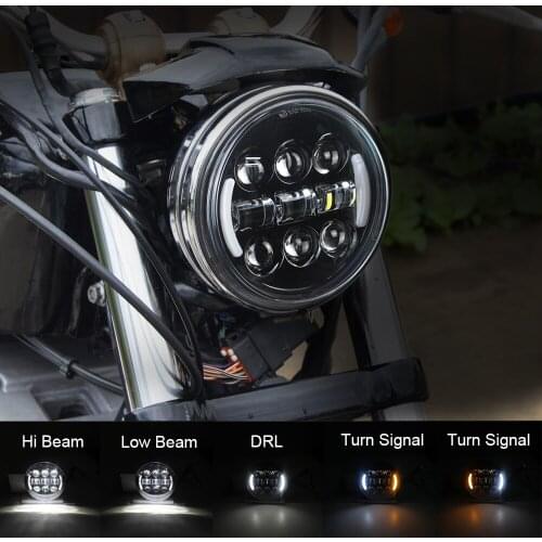 5.75 inch Motorcycle Moto Headlight For Dyna Sportster Softail LED Projector 5-3/4" High Low Beam Turn Signal DRL Headlight