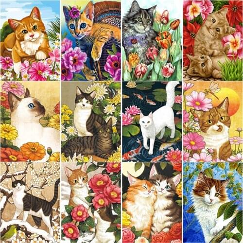 Cute Cats Animals Little Cat 5D Diy Full Square and Round Diamond Painting Embroidery Cross Stitch Wall Art Handcraft Home Decor