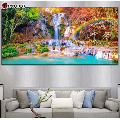 Diamond Embroidery Mountain waterfall lake water Mosaic Cross Stitch Diamond Painting DIY Full Square Drill natural scenery larg