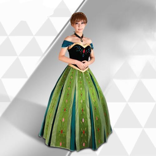 Free shipping adult FROZEN Princess Embroidery Anna Coronation Cosplay Dress Animation Dress for women JQ-1366