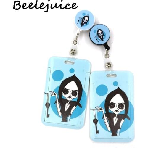 Horror Movie Coraline Fashion Women Card Holder Lanyard Retractable Badge Reel Nurse Doctor Exhibition ID Card Clip Badge Holder