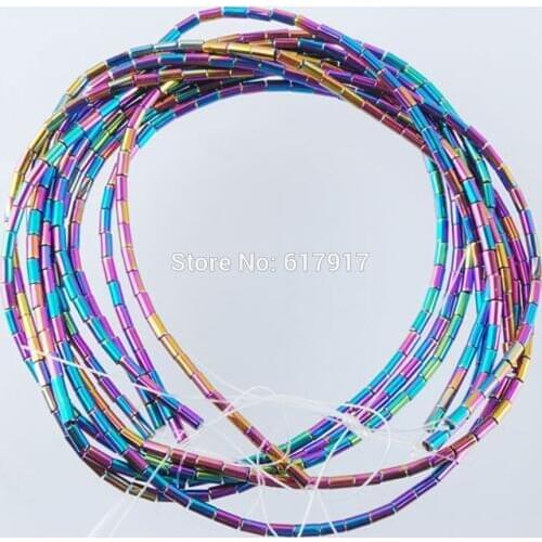 Motley Hematite Non Magnetic Column Loose Beads Spacer 2x4mm For Jewelry Making 1 Strand TL3002