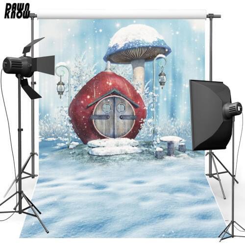 DAWNKNOW Merry Christmas Vinyl Photography Background Cartoon House Polyester Backdrop For Children Photo Studio S2465