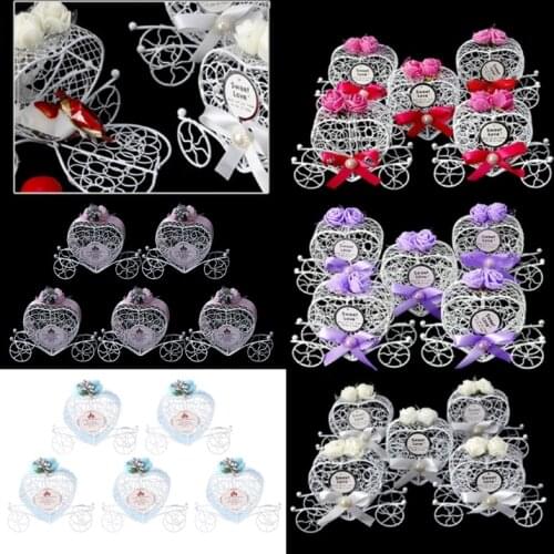 5Pcs Cinderella Carriage Candy Chocolate Boxes Birthday Wedding Party Favour New Party Gift Chrismas Hollow Box Decor