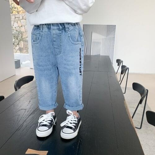 Letter Baby Spring Autumn Jeans Pants For Boys Children Kids Trousers Clothing High Quality Teenagers 2021