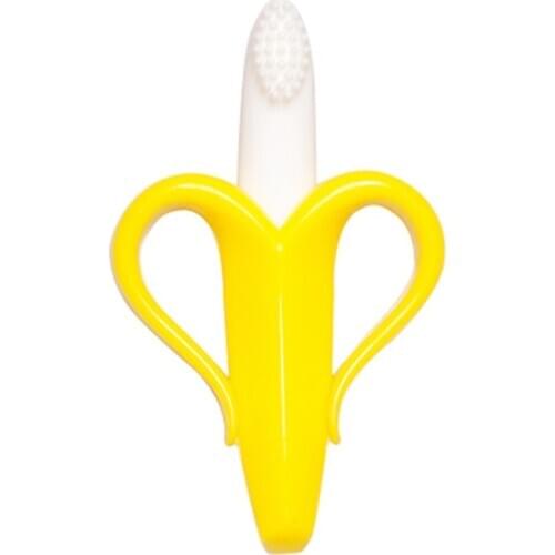 Baby Safe Teether Toys Toddle Banana Teething Ring Silicone Chew Dental Care Toothbrush Nursing Beads Gift For Infant I0318
