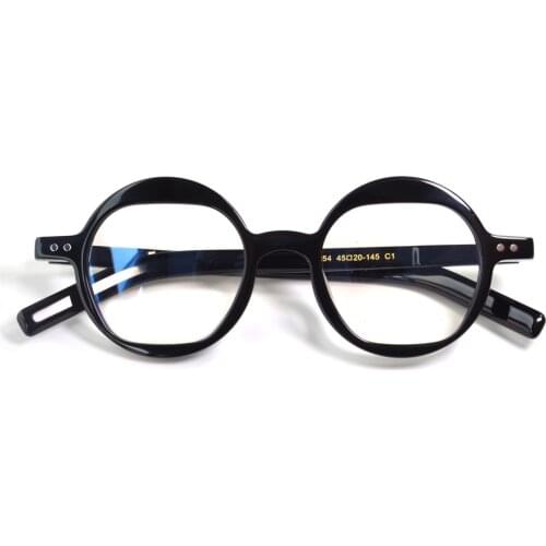 EAREADA Handmade Acetate Frame For Men New Design Polygonal Glasses Frame Women Party Black Eyewearing Clear Crystal Spectacles