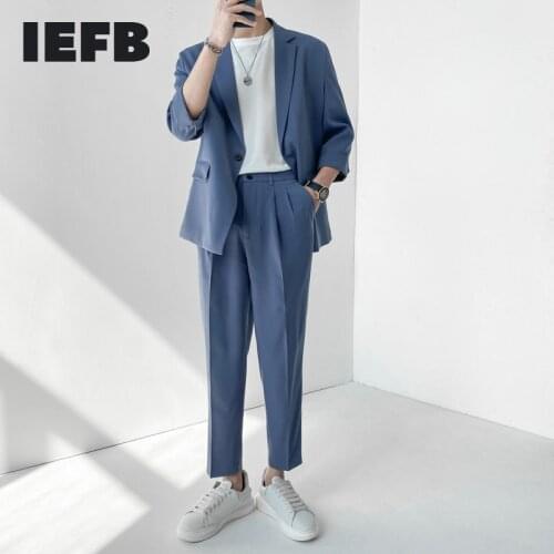 IEFB High quality new summer suit weikuosho brand simple light mature loose suit two piece mens suit