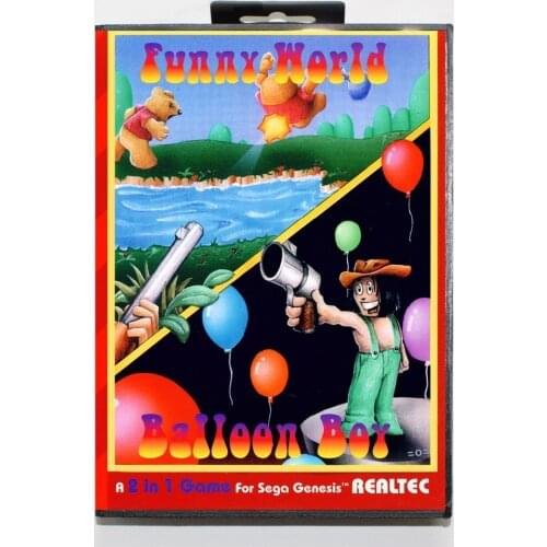 Hottest 16 bit Sega MD game Cartridge with Retail box - Funny World & Balloon Boy game card for Megadrive Genesis system