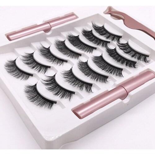 Faux Mink Magnetic Eyelashes 7 Pairs/set Natural Styles Strip Lashes Vendor Custom Packaging 100% Cruelty Free