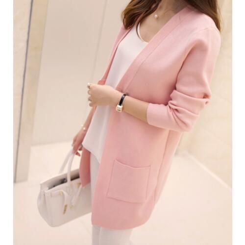 Casual Cardigan Women Knit Sweater 2020 Spring Autumn Long Knitted Sweater Korean Slim Cardigans Women Tops Loose Coats Female