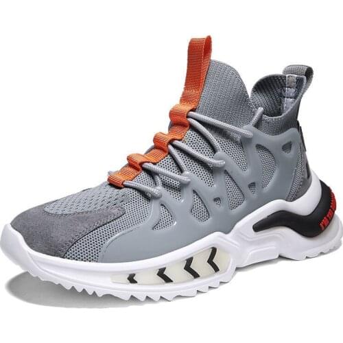 Best-selling mens shoes 2021 spring new high-top casual shoes breathable and comfortable flying woven fashion running sneakers