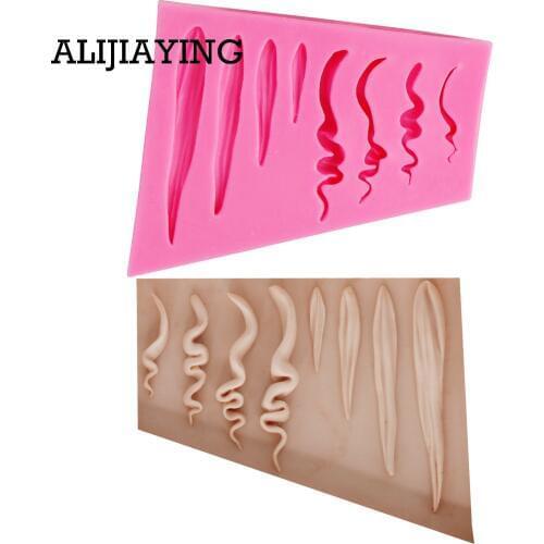 M1424 DIY Girl hair mold Sugarcraft Silicone Mold cake Decorating tool fondant chocolate Clay craft Resin moulds