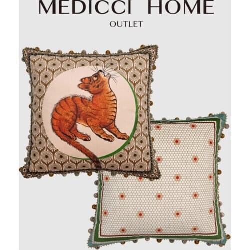 Medicci Home Cushion Cover The British Museum Animal Inspired Design European Vintage Luxury Sofa Pillow Case Double-Sided Print