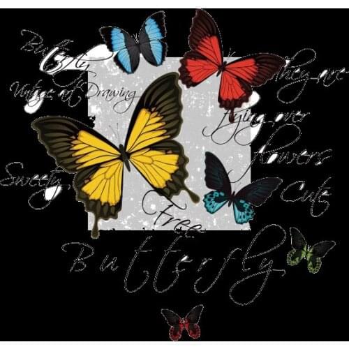 Cartoon animal fashion letter ironing patches on clothes DIY heat transfer printing beautiful butterfly Stickers for T-shirt