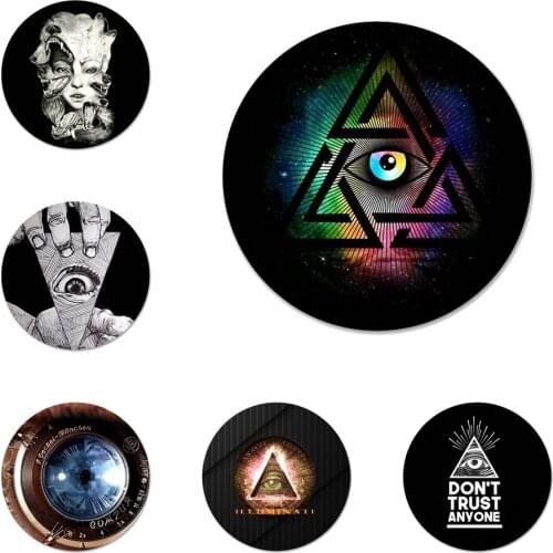 58mm Don't Trust Anyone Eyes Fashion Fun Icons Pins Badge Decoration Brooches Metal Badges For Clothes Backpack Decoration