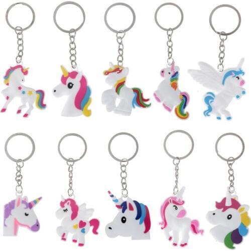Fashion DIY Cute Fairytale PVC Unicorn Keychain Multi-style Horse Key Rings Holder Alloy Key Chain For Woman Girls Gift Jewelry